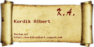 Kordik Albert névjegykártya