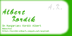 albert kordik business card